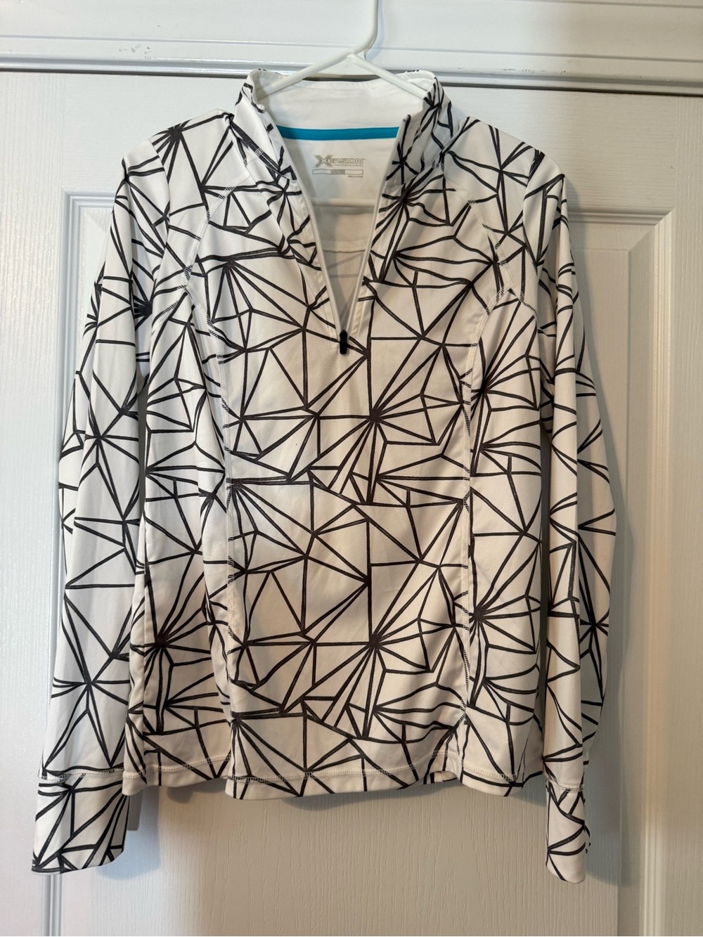 Xersion preference White Geometric Quarter-Zip Women's Top small EUC